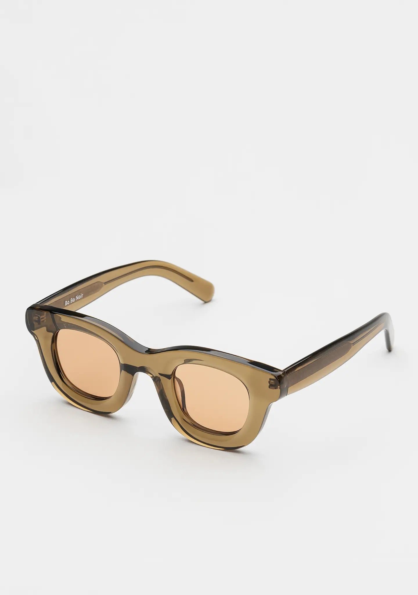 Bo Bo Noir Triboulet olive panto round sunglasses in acetate, 45-degree view.