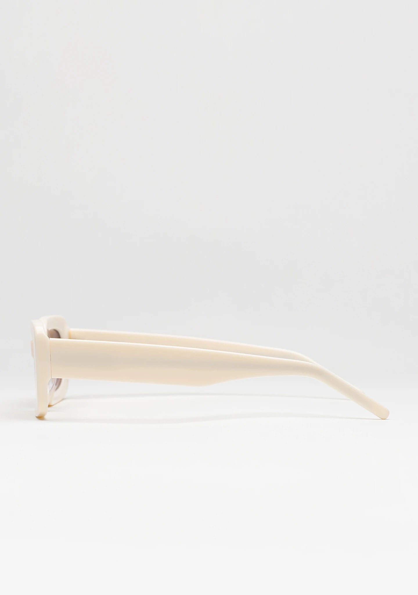 Bo Bo Noir Jane rectangular sunglasses in cream white acetate, side view.