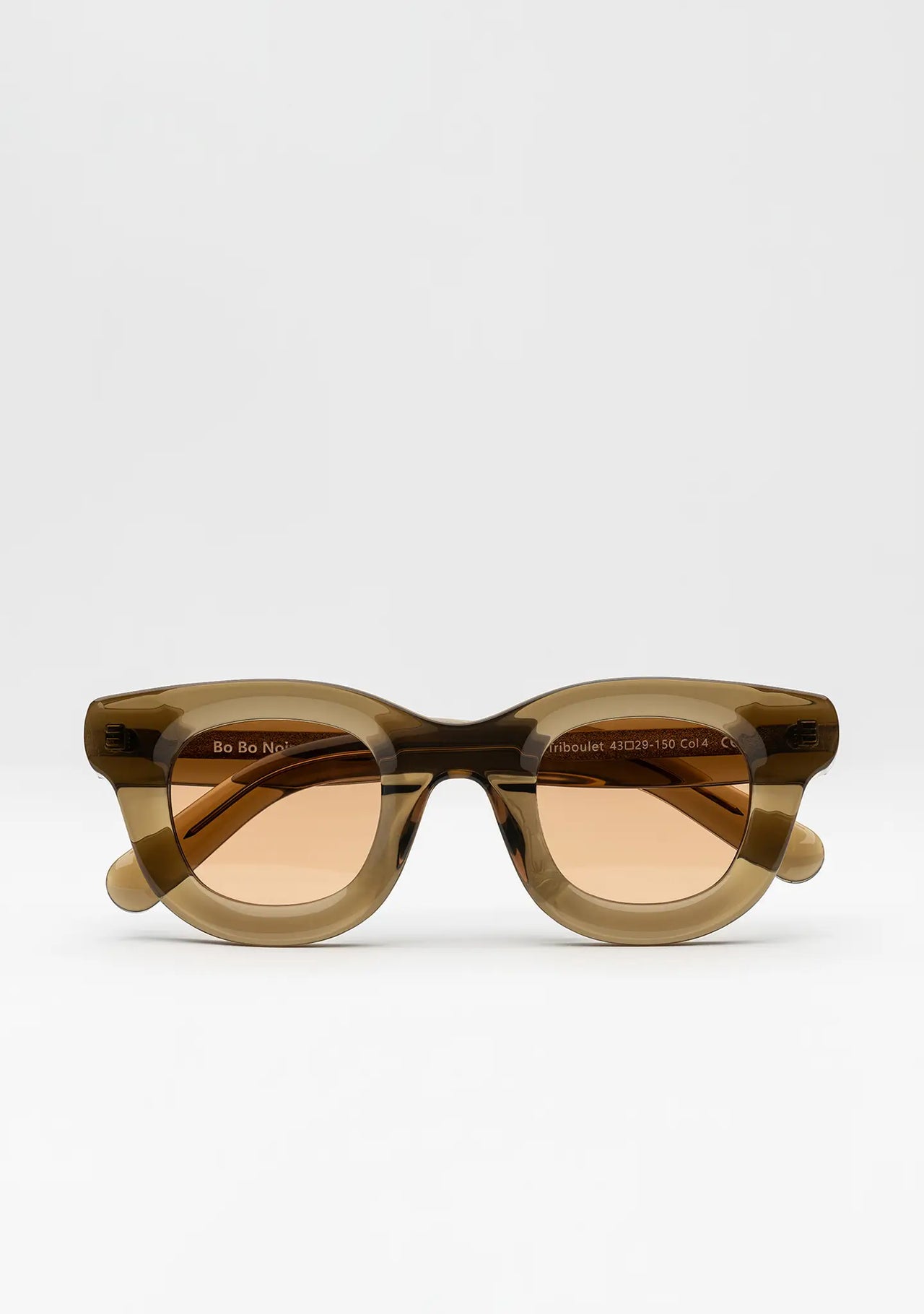 Bo Bo Noir Triboulet olive panto round sunglasses in acetate, front view.