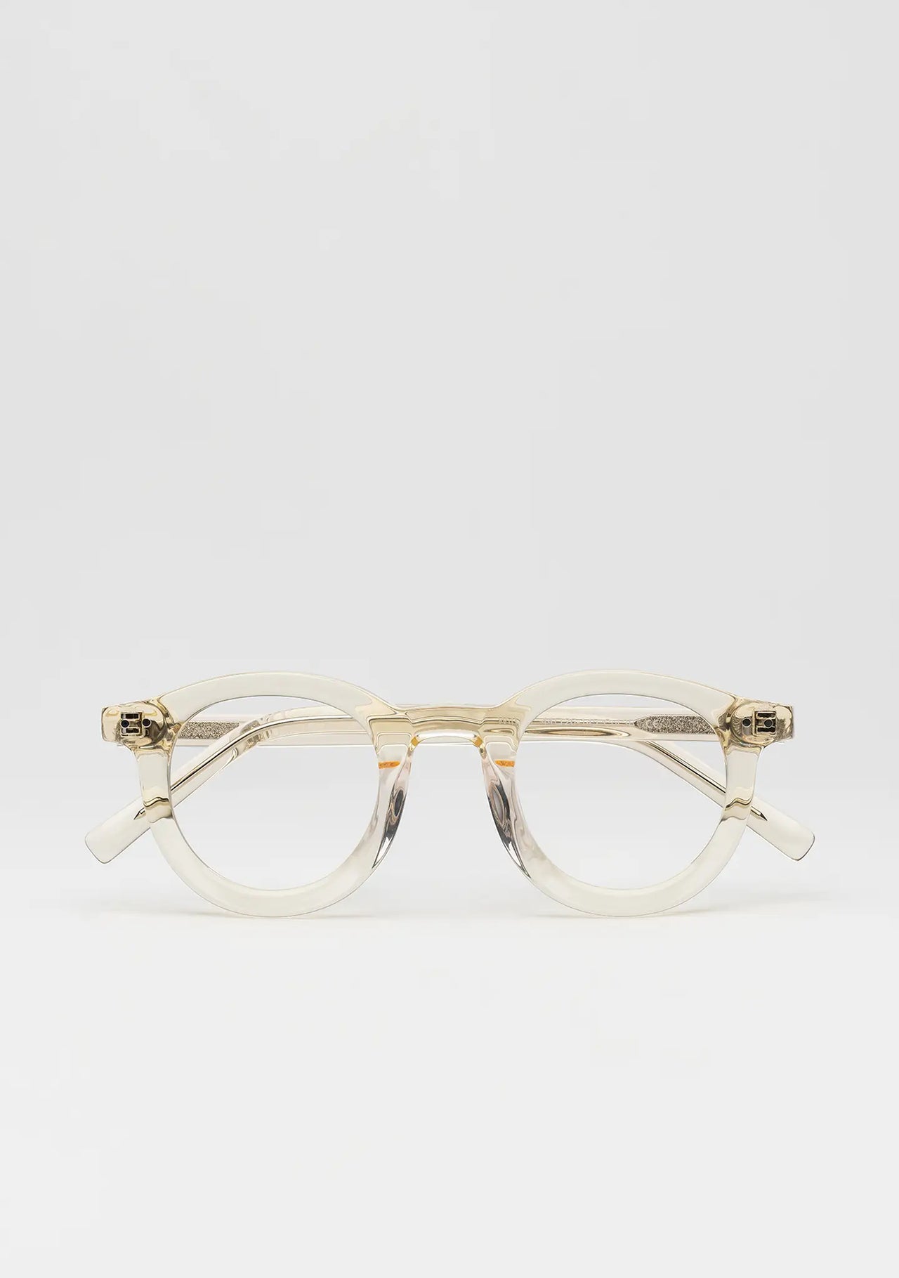 Bo Bo Noir William bold round optical frame in crystal yellow acetate, front view.
