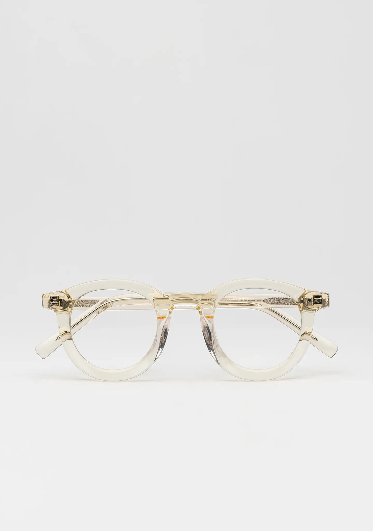 Bo Bo Noir William bold round optical frame in crystal yellow acetate, front view.