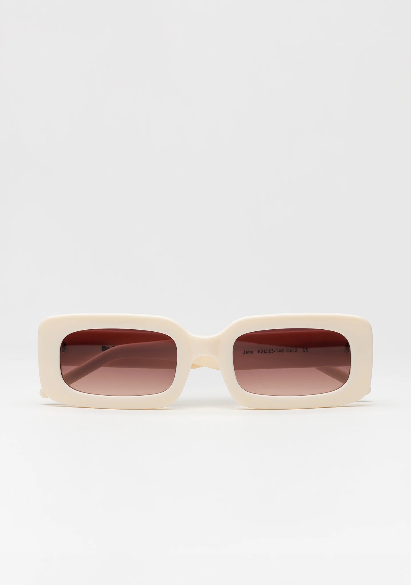 Jane Cream White Bold Rectangular Women’s Sunglasses - Bo Bo Noir