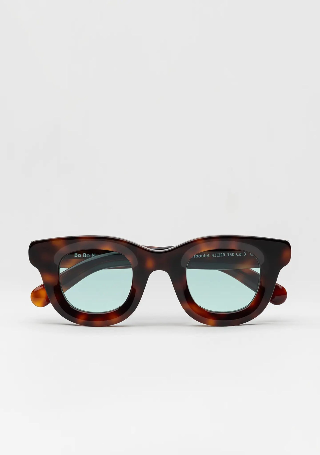 Triboulet Tortoise Light Blue Bold Panto Round Sunglasses - Bo Bo Noir